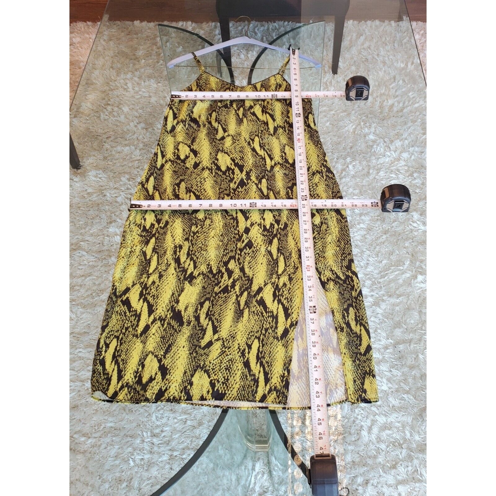 Sans Souci Green Snake Print Polyester V-Neck Sleeveless Knee Length Dress Large