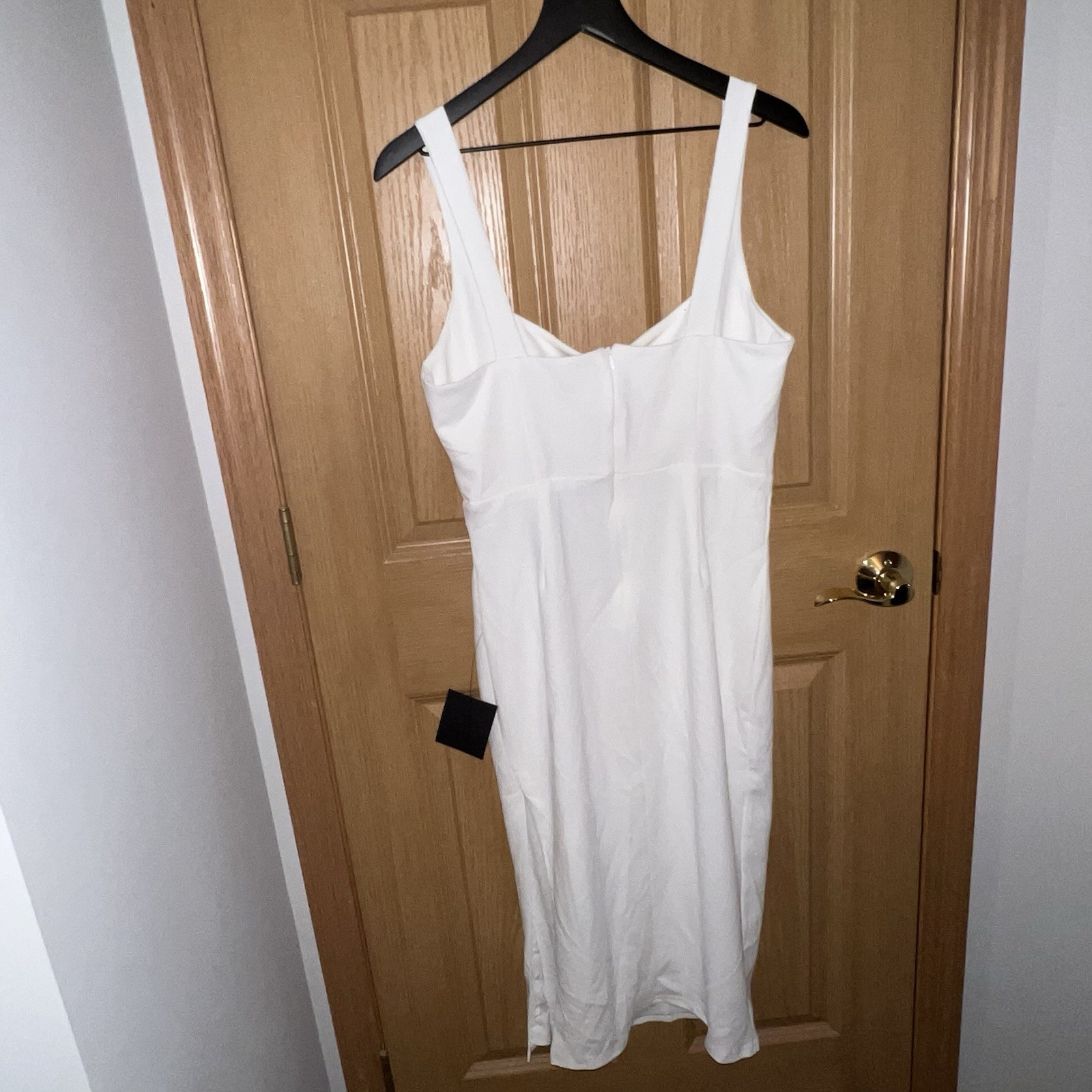Lulus Vibrant Allure White Square Neck Sleeveless Bodycon Midi Dress Medium NWT