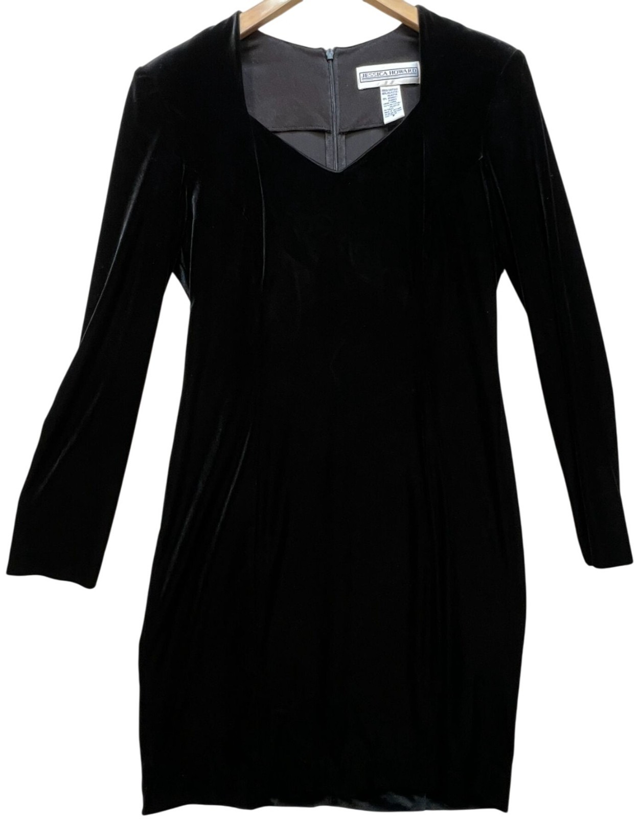 Jessica Howard Womens Velvet Holiday Classic Dress Stretch Size 6 Black