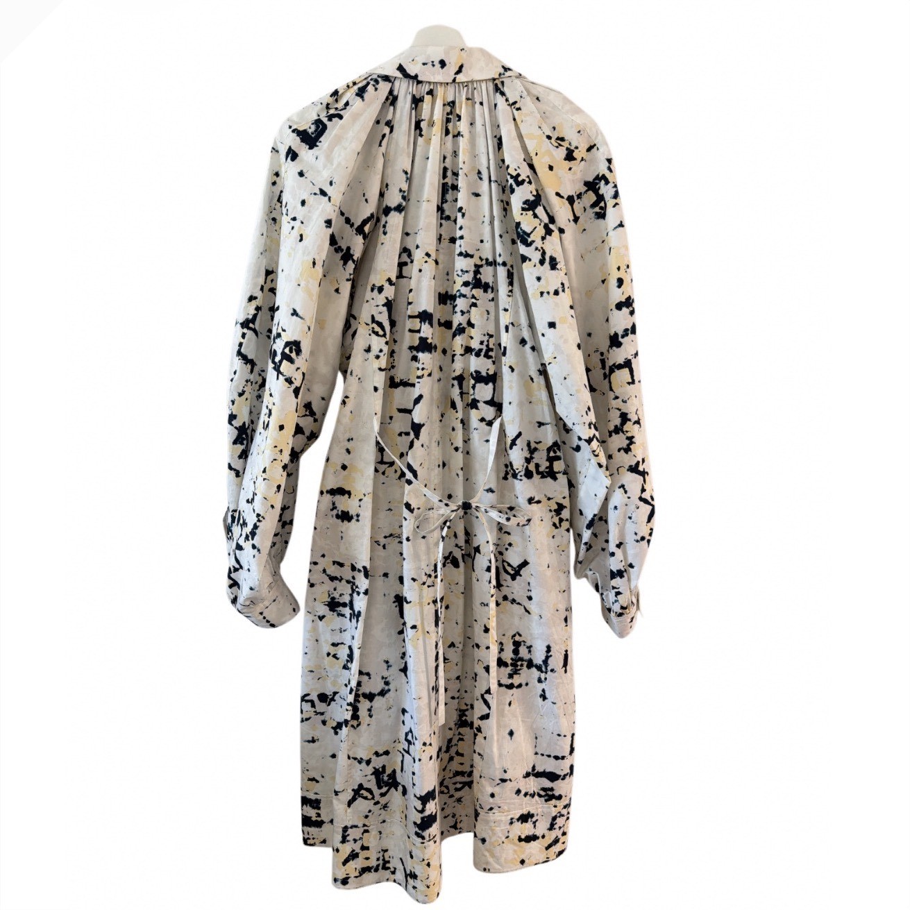 3.1 Phillip Lim Womens Large White Abstract Ink Blot Cotton Lantern Shirt Dress