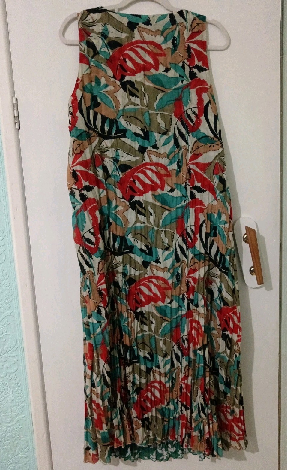 JD Williams Reversible Maxi Dress Size 14 Green Tropical Print Sleeveless 2 in 1