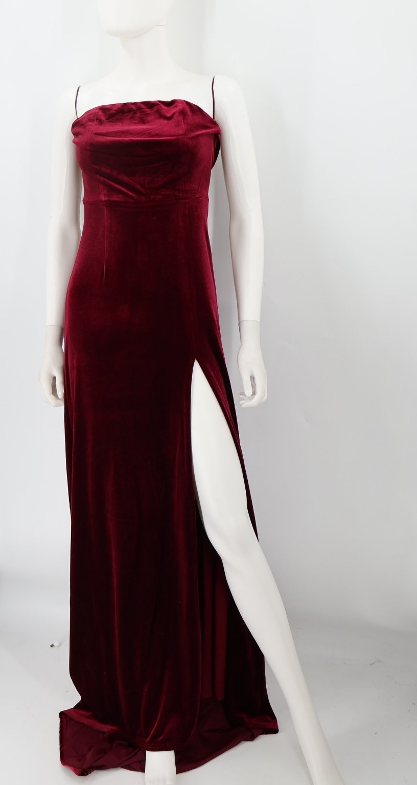 Dolls Kill Unholy Women’s Dark Red XS Velvet Maxi Dress Sexy Vampire Halloween
