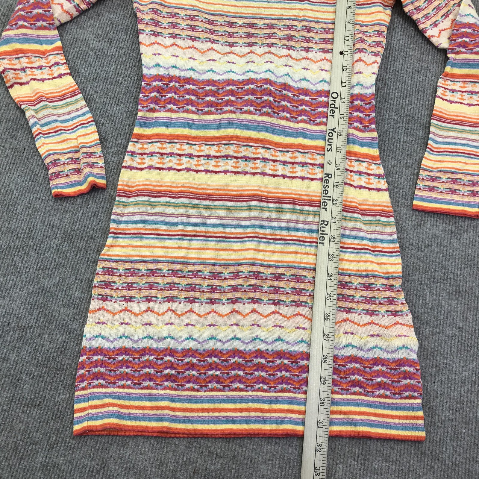 Torn By Ronny Kobo Dress Womens Medium Multicolor Knit Stripe Scoop Back