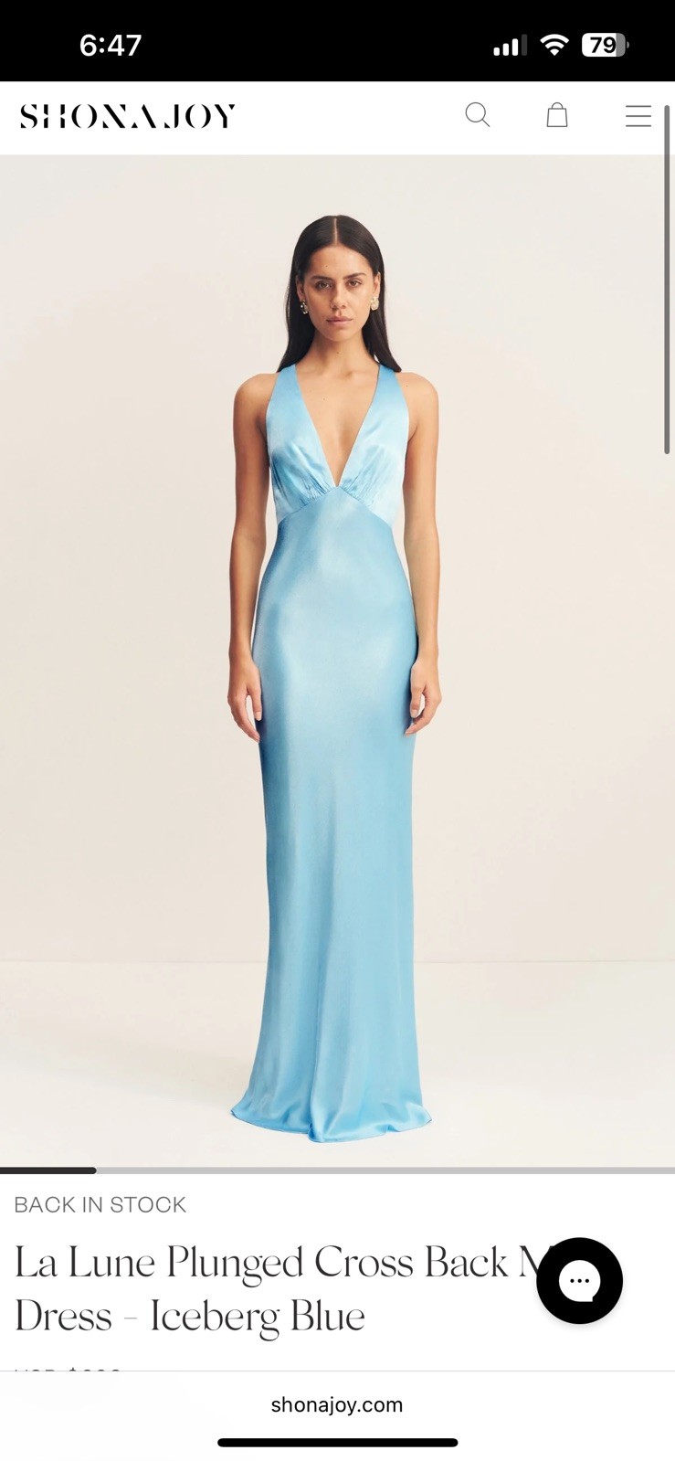 Shona Joy blue satin dress formal size 6 **midi length see last picture