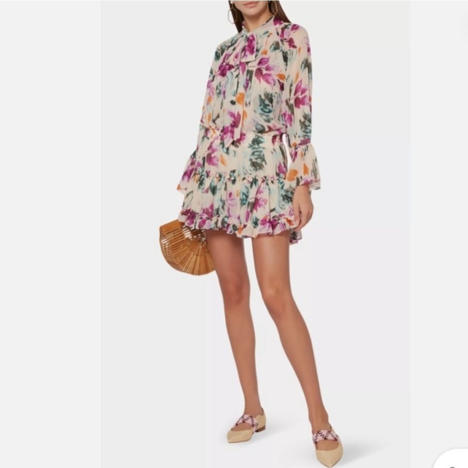 Misa Los Angeles floral tiered mini dress size M