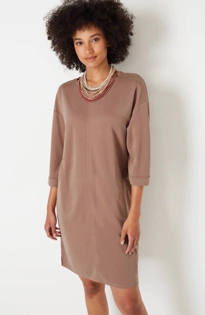 J.jill Pure Jill Sand-washed Piqué Visit Relaxed Dress In Soft Desert Clay