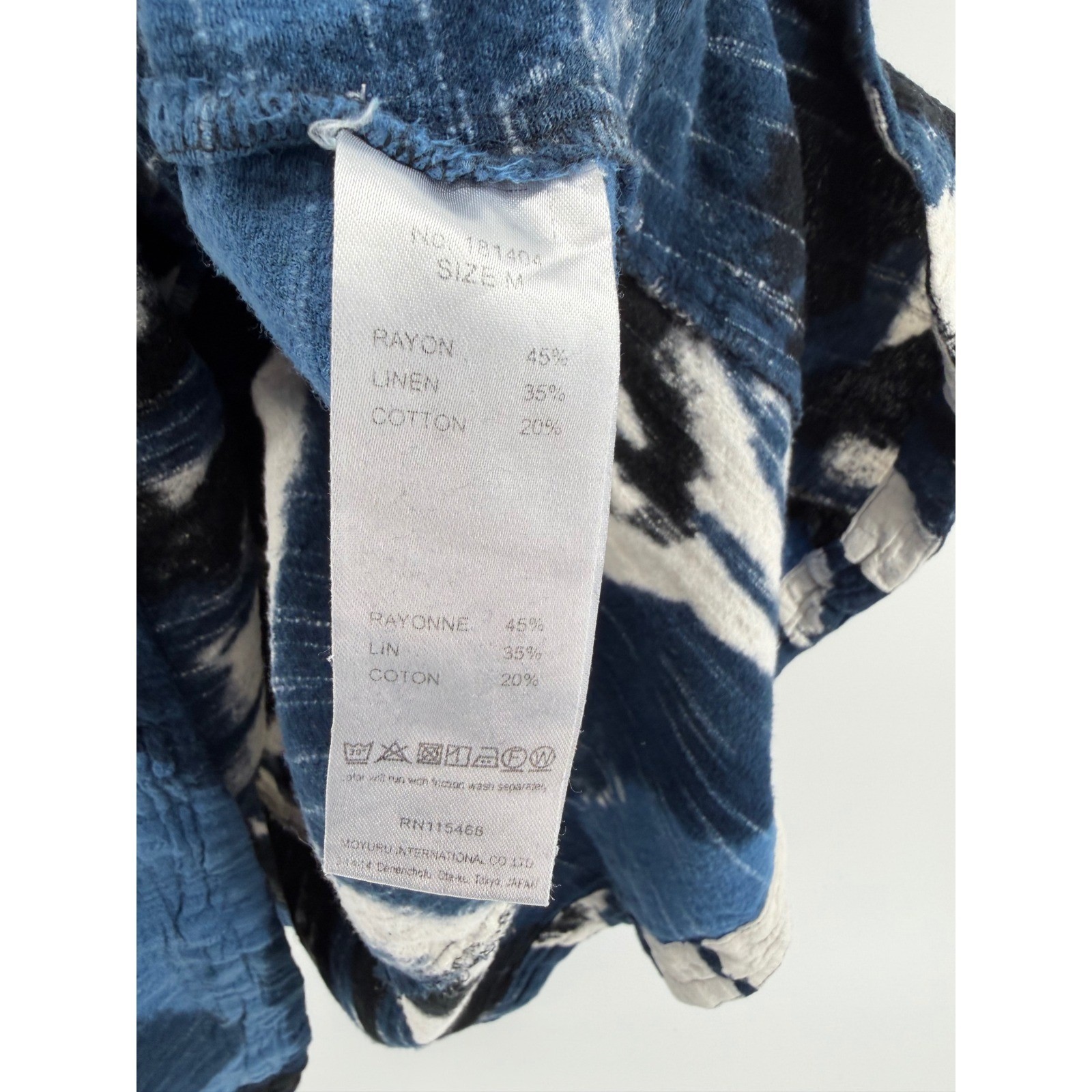 Moyuru Dress Medium Blue Black Abstract Print Sleeveless Lagenlook Artsy Pockets