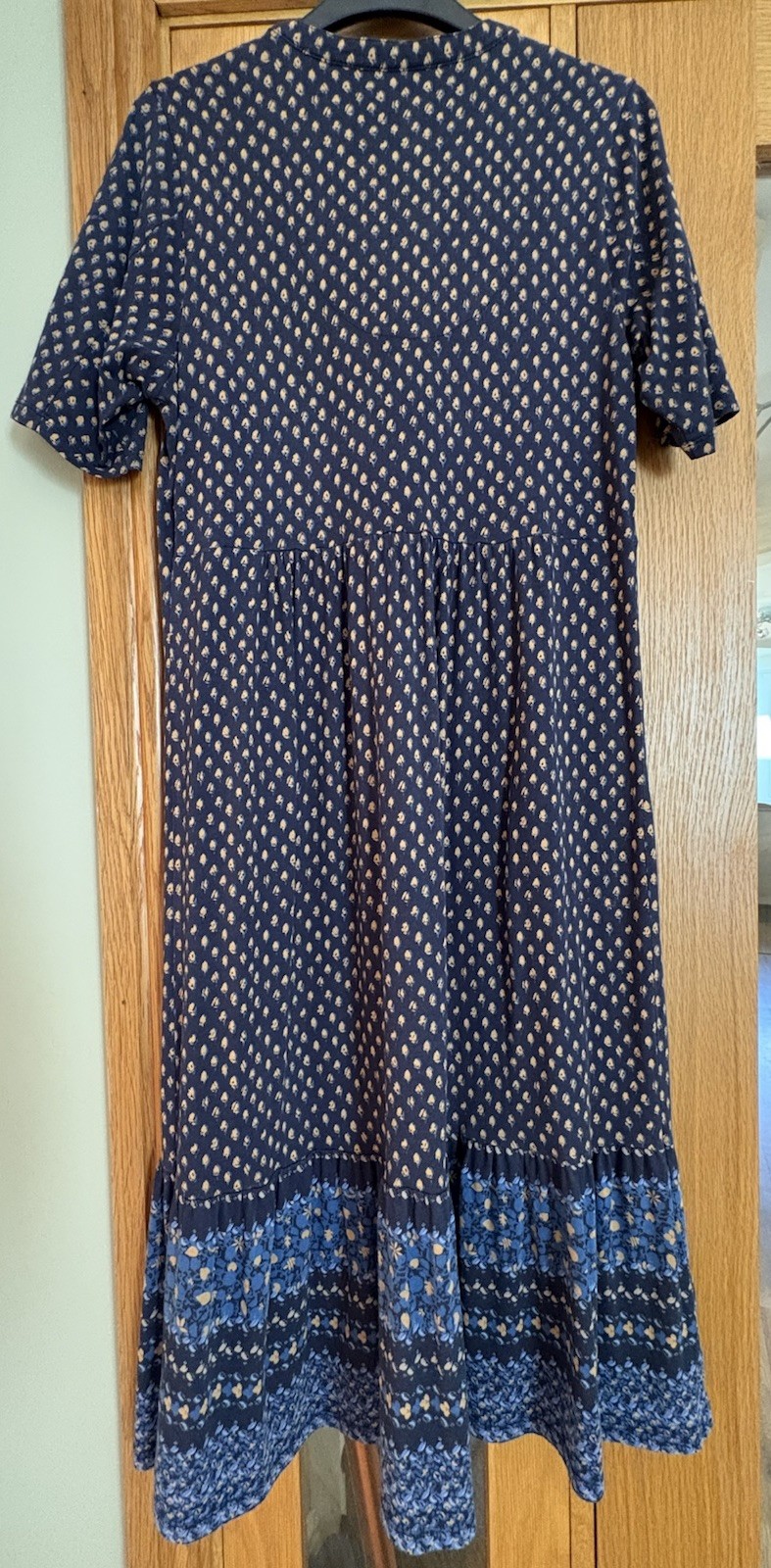 White Stuff Ladies Naya Navy Blue & Beige Tiered Maxi Dress ~ Size 12