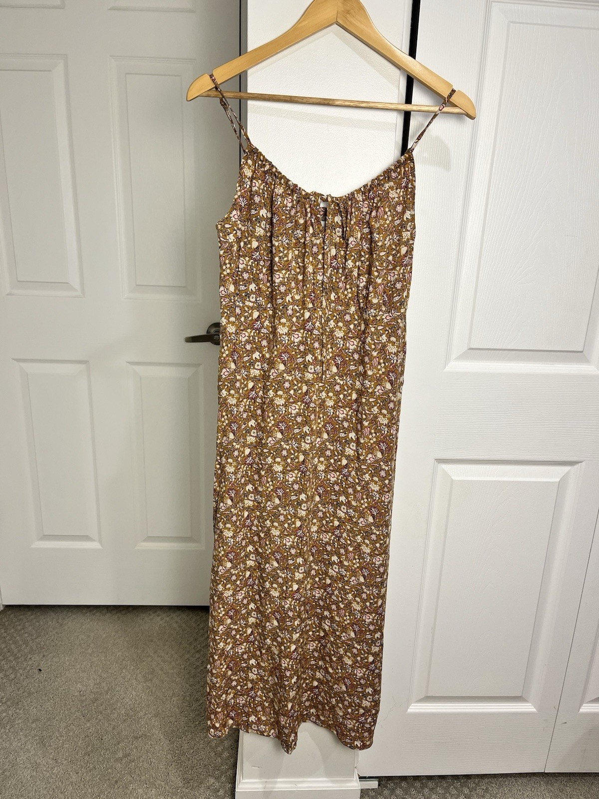 Old Navy Cami Dress Floral Brown Yellow Multicolor Strappy Cottagecore Women’s S