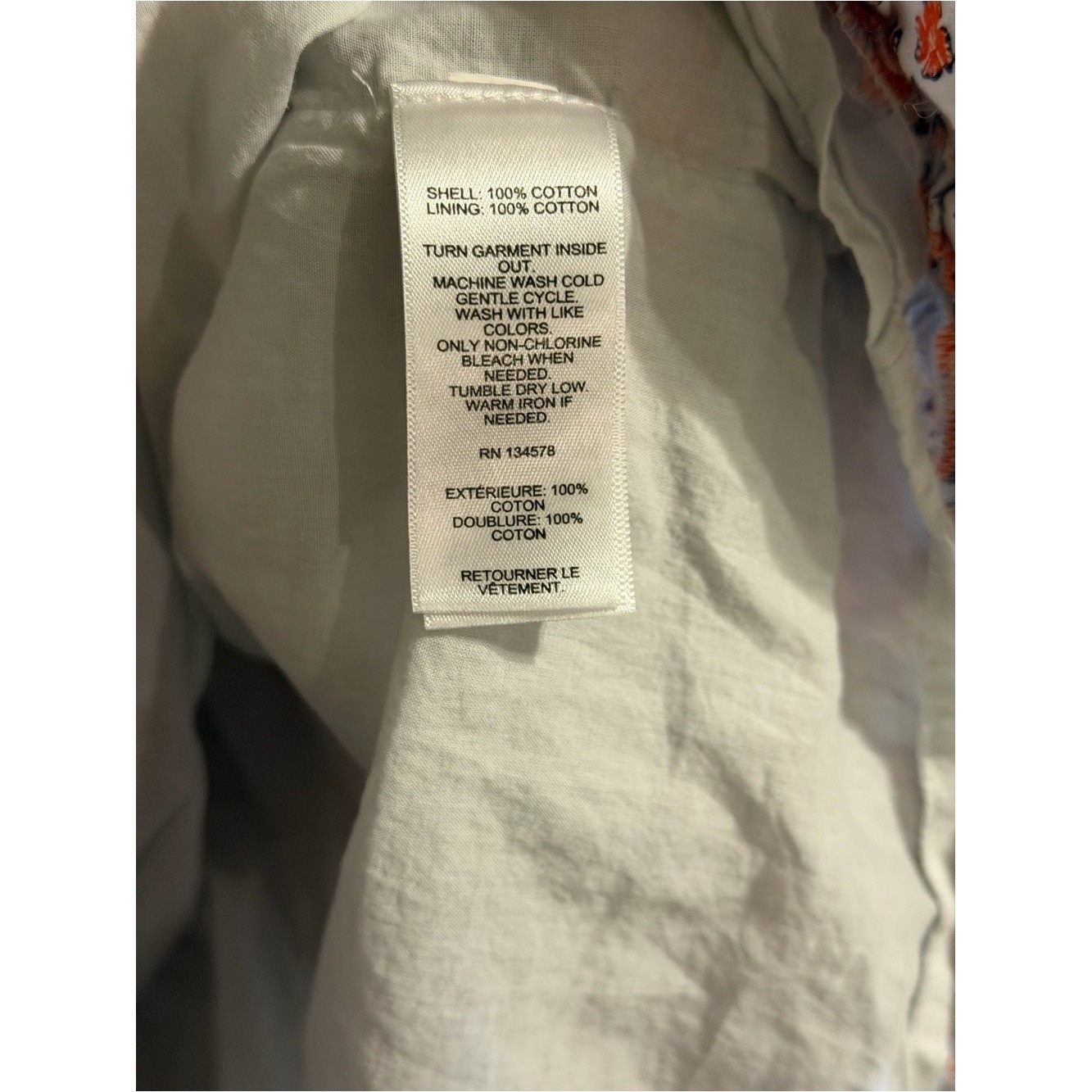 Vineyard Vines White Cotton Lined Dress with Subtle Floral Trim