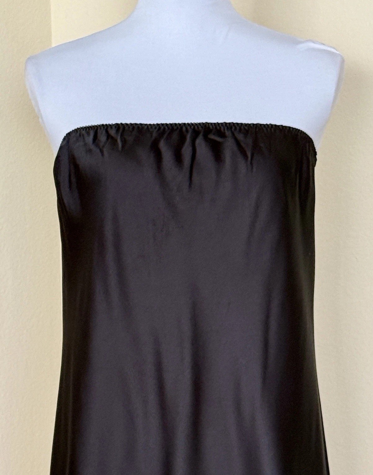 Vintage Full Slip Maxi Dress Long Strapless Gown Lace Scallop Trim 1960s M/L