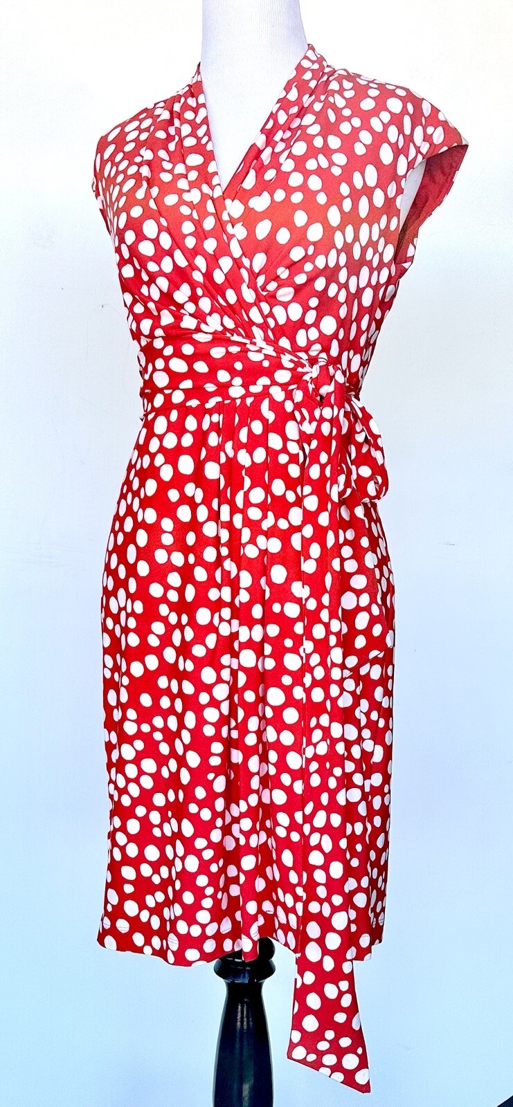 Eliza J Red And White Spot Dress Side Tie Retails $118 Price $79 Size 0P