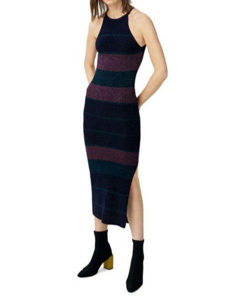 Mango Halterneck Bodycon Dress Shimmer Knit Stretch Fabric Size M NWT