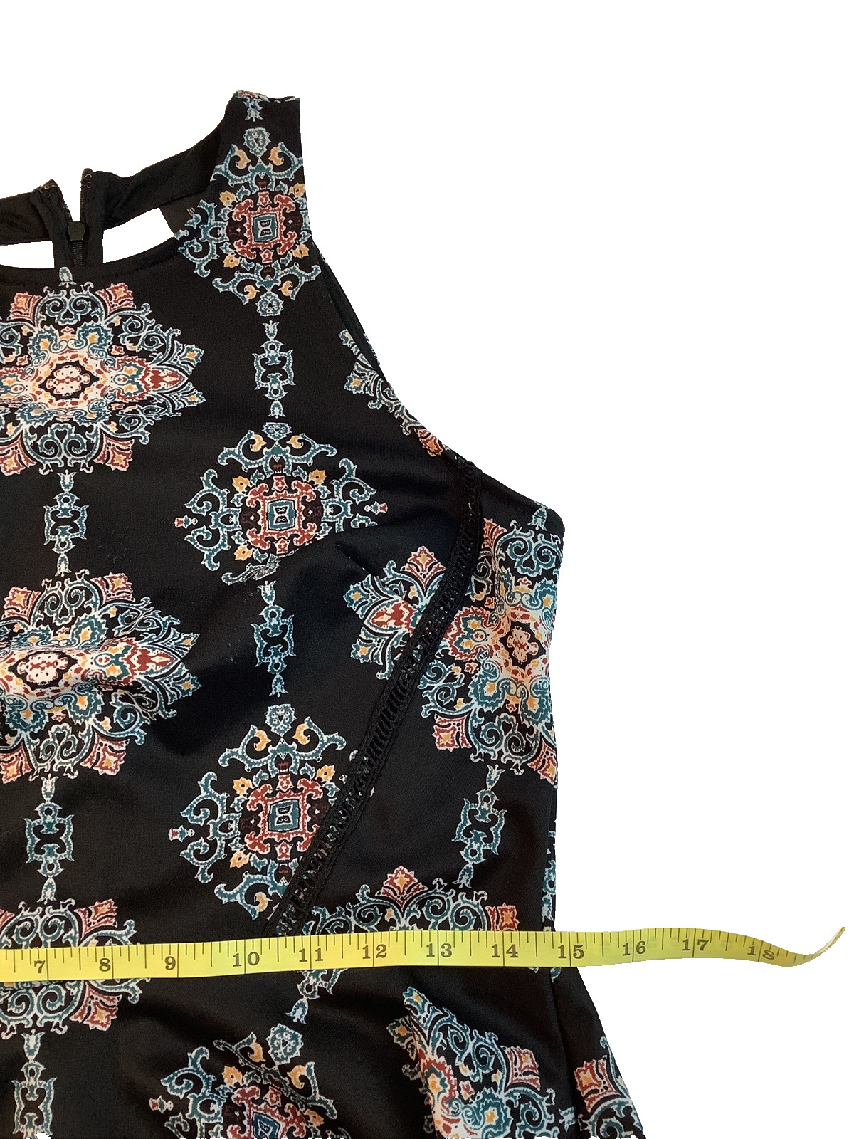 Mossimo Womens Fit & Flare Dress Size M Sleeveless Medallion Print Back Zip