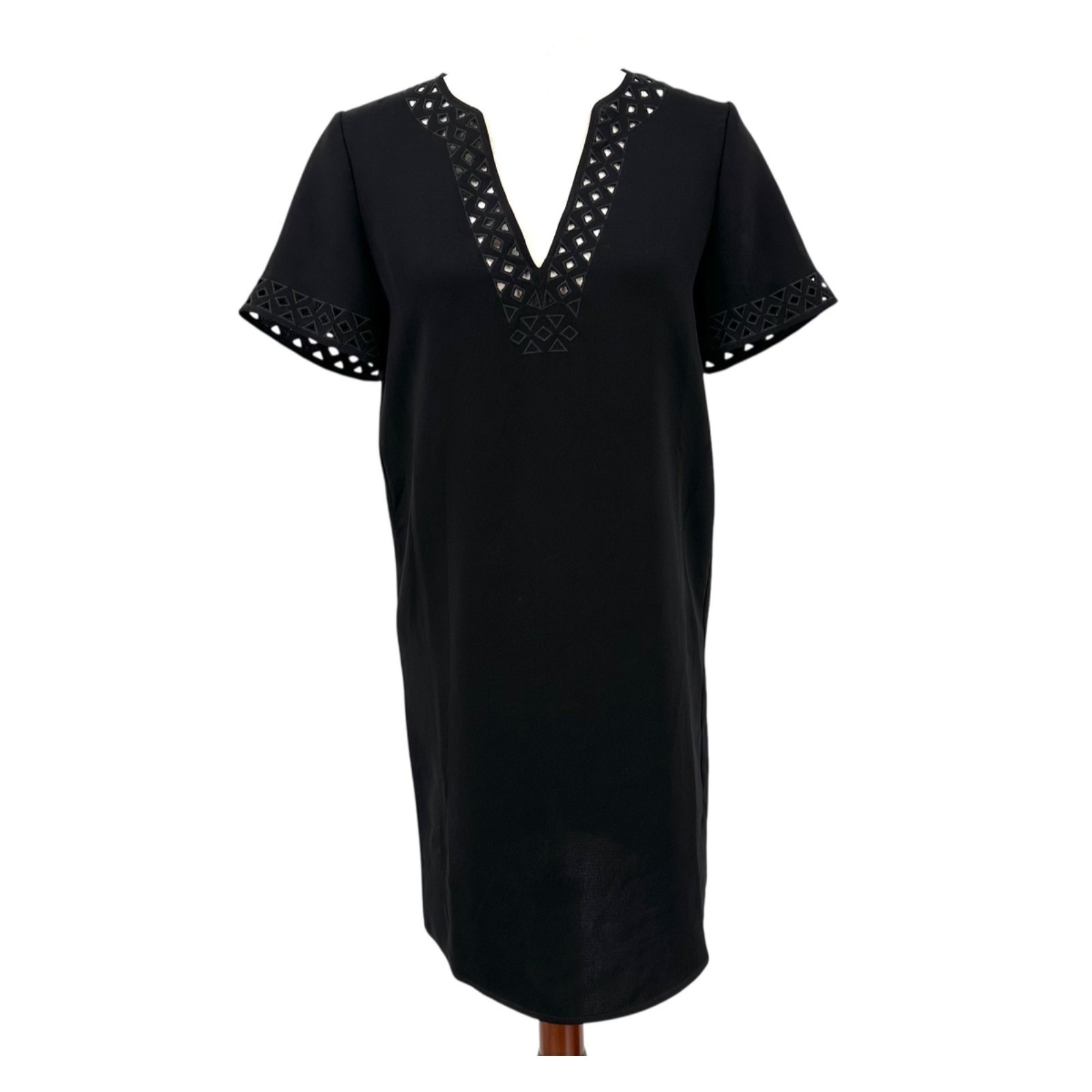 MADEWELL Black Short Sleeve V-Neck Cut-Out Detail A-Line Mini Dress Women’s 0