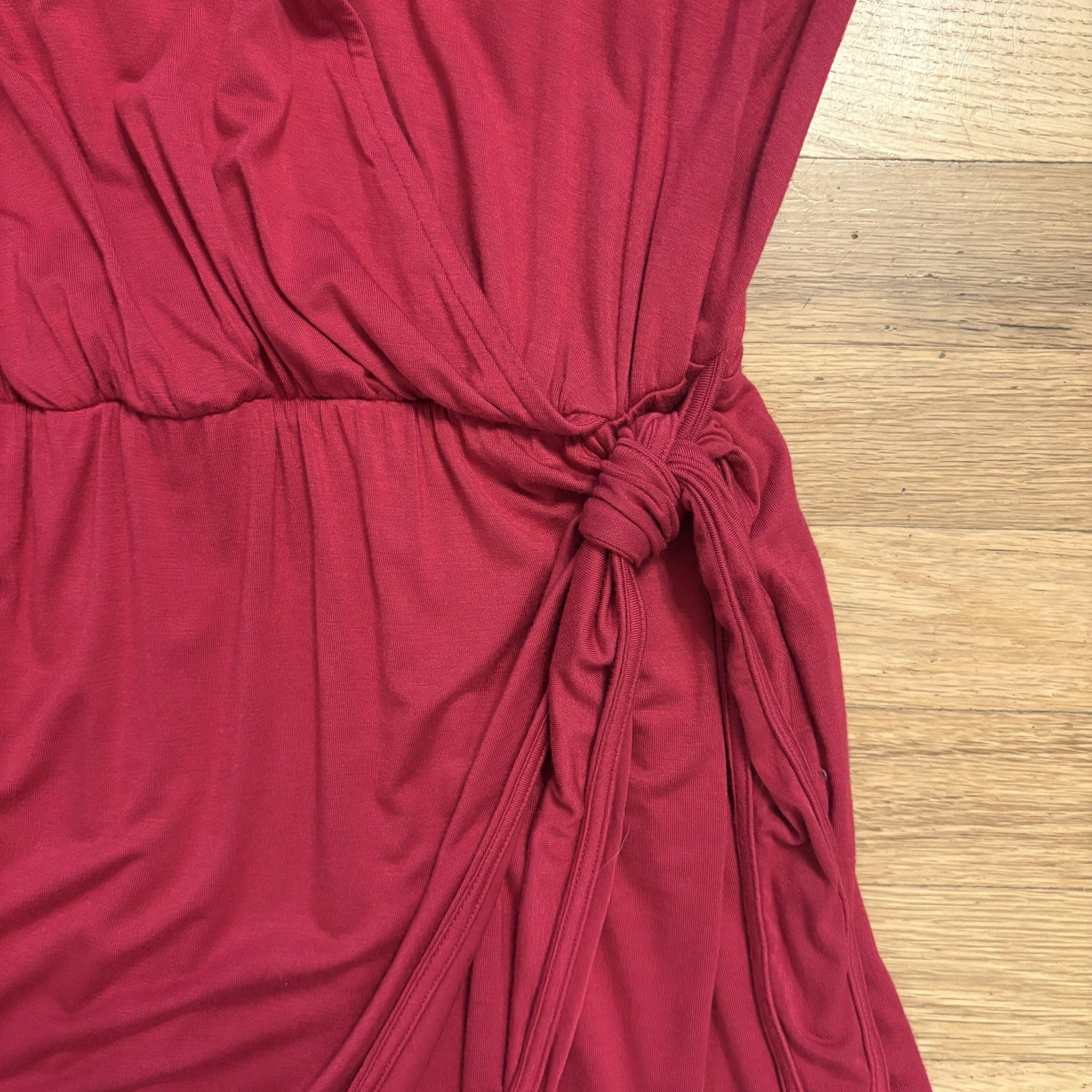 Soma Wknd Faux Wrap Dress Raspberry Red Sleeveless Built In Bra Size M