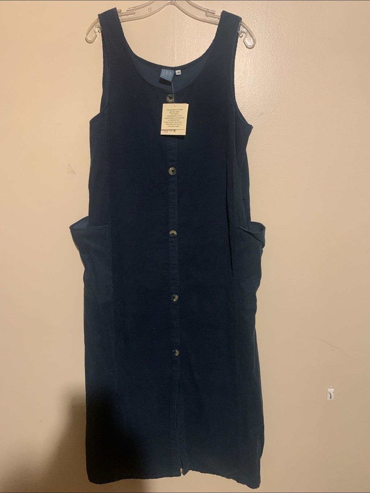 Navy Corduroy Button-Front Women’s Dress Vintage