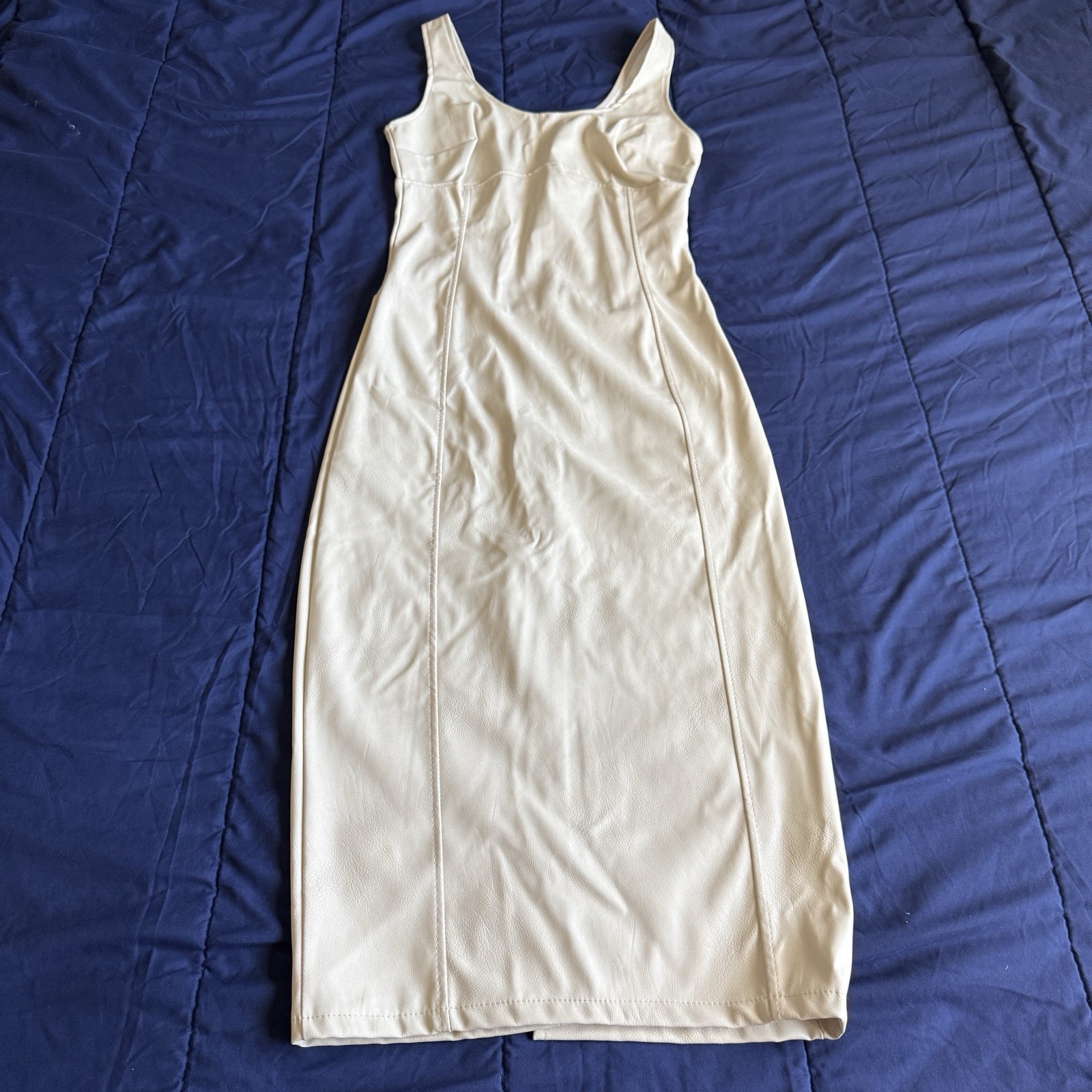 VENTI6 Bodycon Midi Dress Womens Size S Ivory Sleeveless Scoop Neck