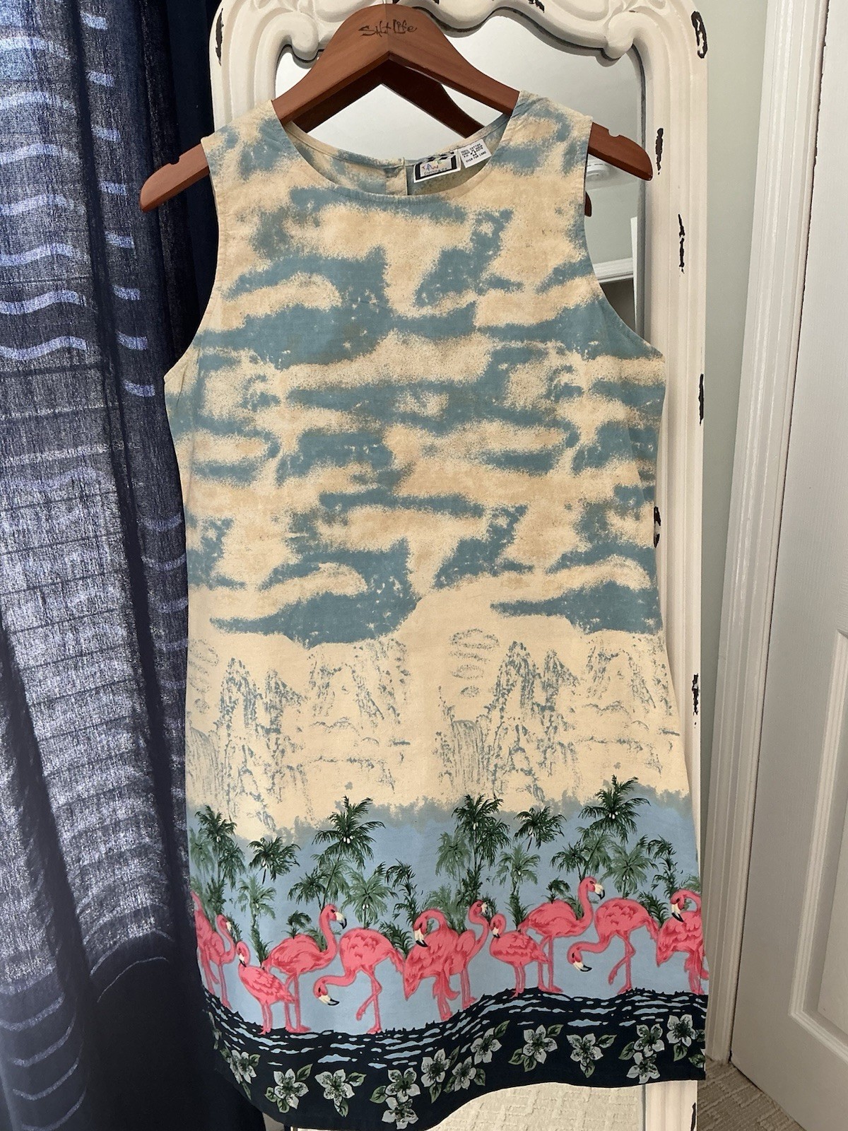 Womens Coastal Grandma Dress Flamingo Novelty Print Sleeveless Beach Size M