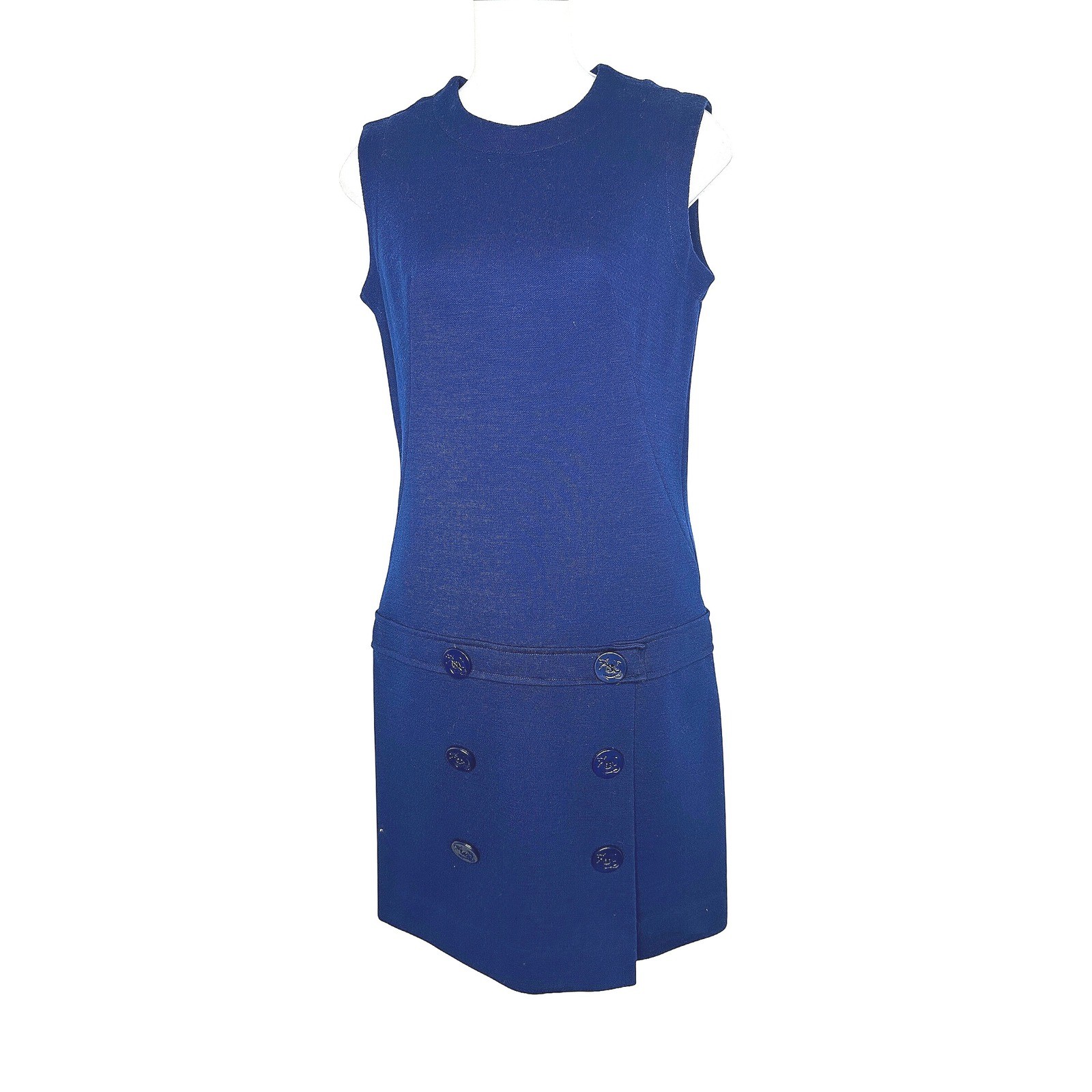 Vintage Jonathan Logan Dress Sleeveless Blue Mod Retro Shift Drop Waist XS/S