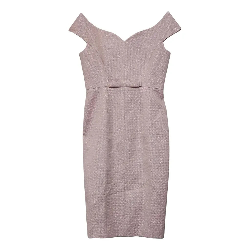 SUZANNAH LONDON Hollywood Pink Sheath Dress Bow 1940s 1950s Sleeveless RETRO