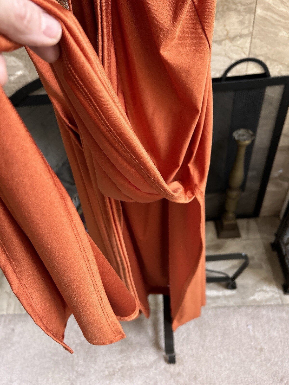 NEW NWT – MISS AVENUE O-Ring Cut Out Double Slit Maxi Dress – Cognac – M