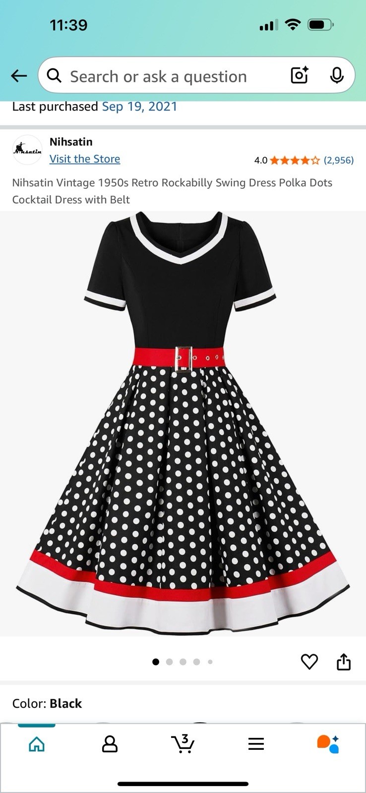 Nihsating Vintage Style Black Red White Polka Dot Rockabilly Swing Dress medium
