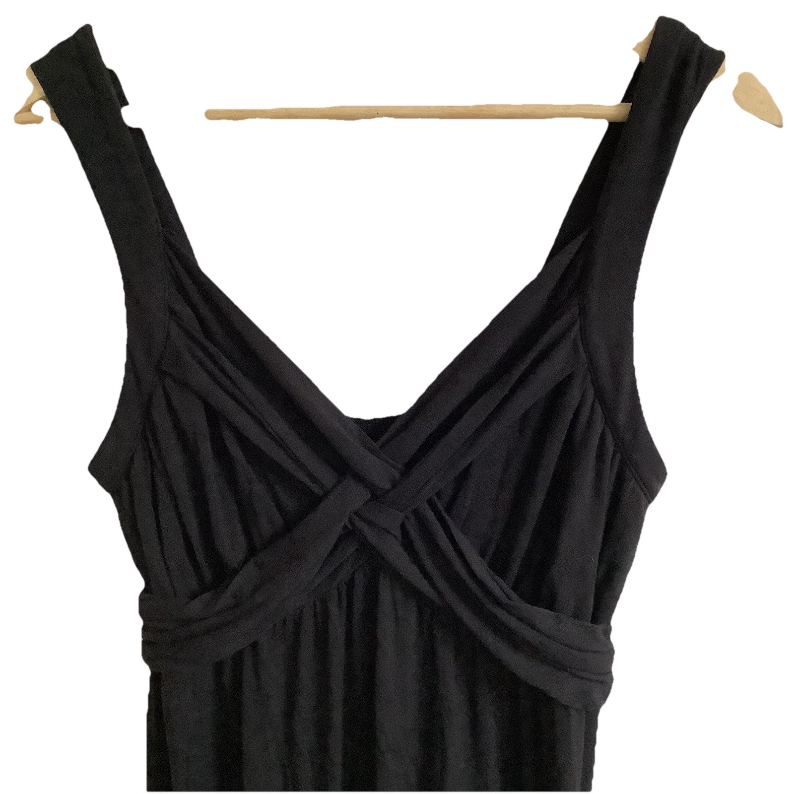 NY&Co Black Twist Front V-Neck Maxi Dress Medium M