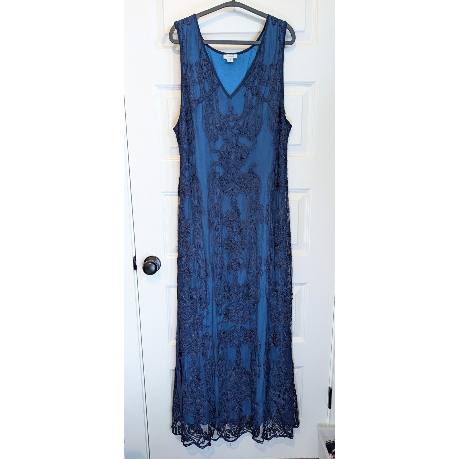 Sundance Madelyn Mae Blue Embroidered Mesh Maxi Dress