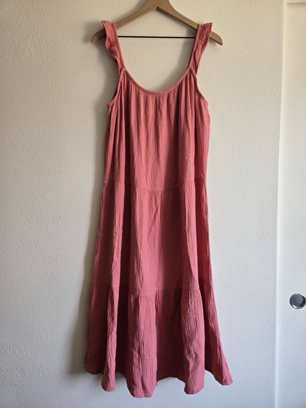 Rails Capri Gauze Cotton Midi Dress Dusty Pink Large Coastal Boho Cottage Beach