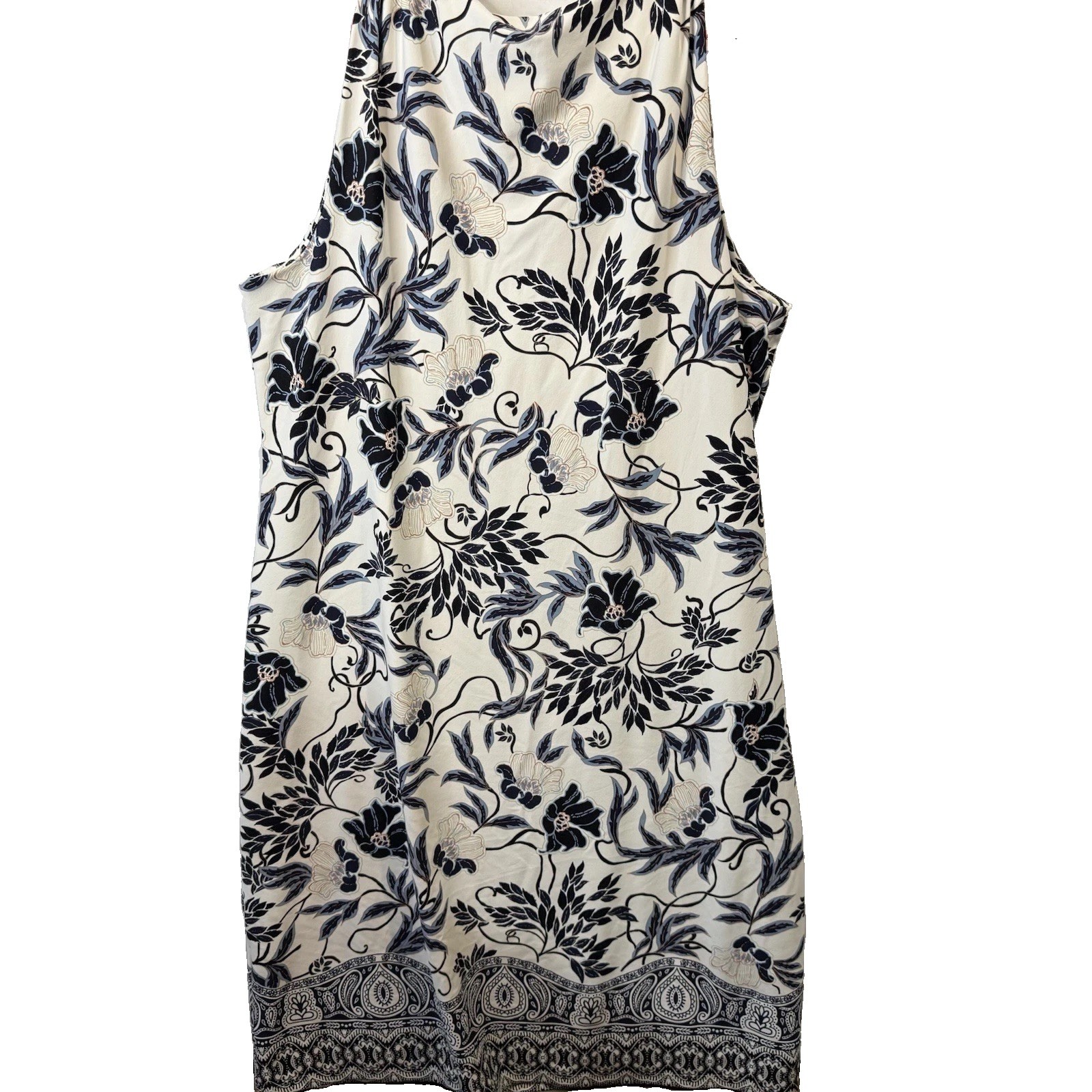 CHARTER CLUB SIZE Xl STRETCH KNEE LENGTH SHEATH DRESS Black Floral On Cream