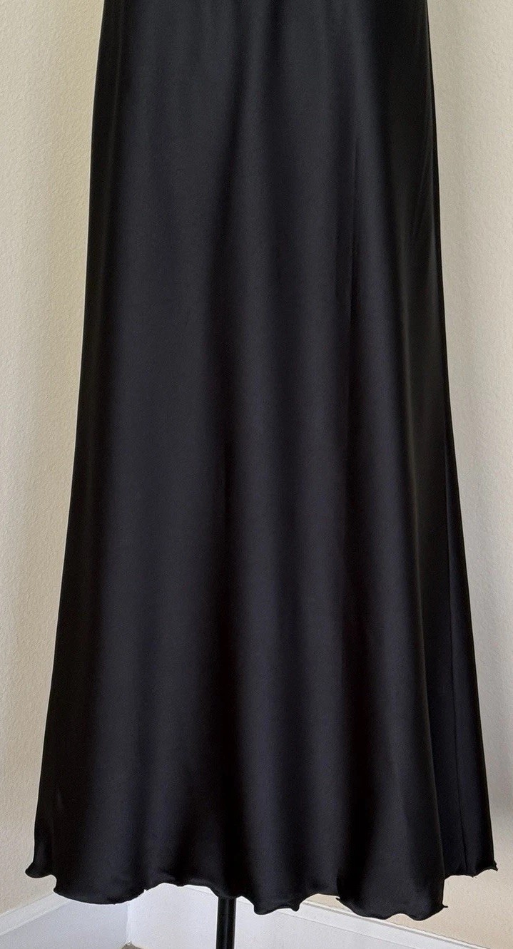 Vintage Full Slip Maxi Dress Long Strapless Gown Lace Scallop Trim 1960s M/L