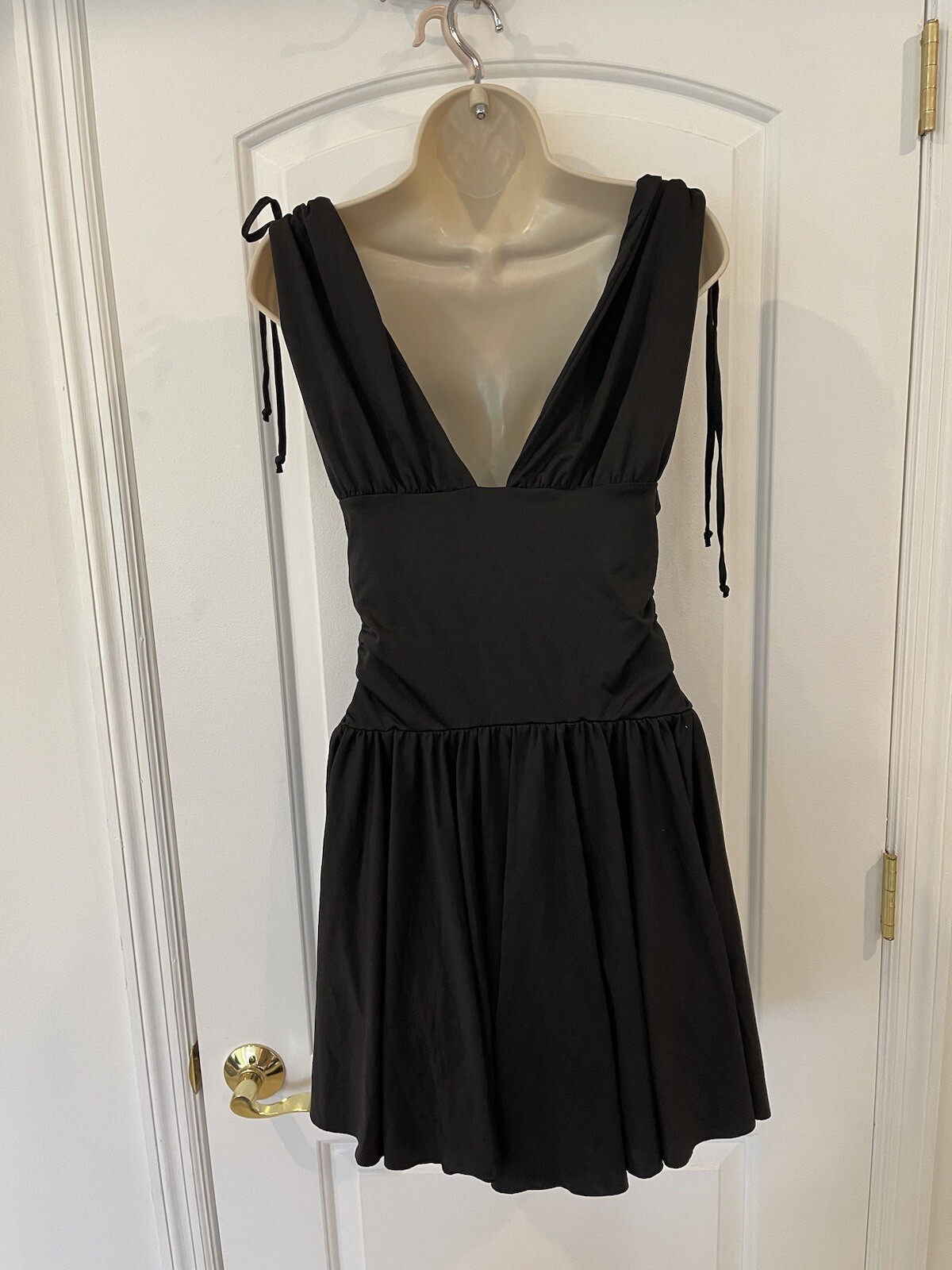 Bersy Black XS/S Rouched Cocktail Party Mini Dress Wedding Empire Waist Jersey