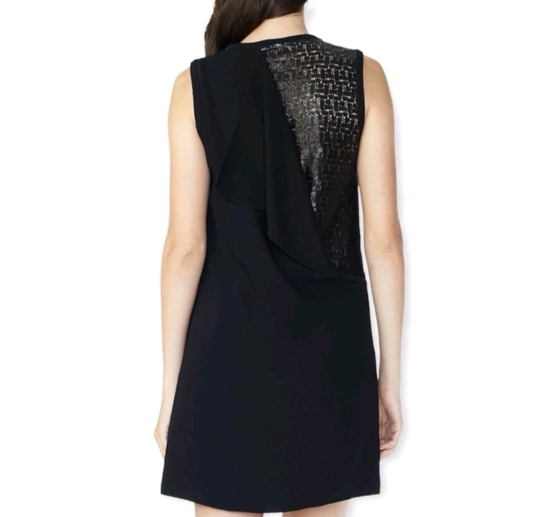 NWT AX Armani Exchange black lace sleeveless dress Back Draped size 6 $160