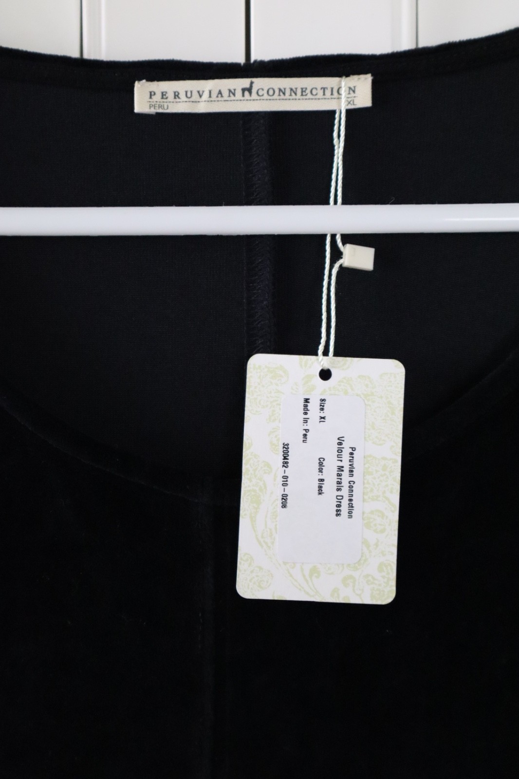 PERUVIAN CONNECTION NWT $218 Solid Black Velour Velvet Marais Maxi Dress Size XL