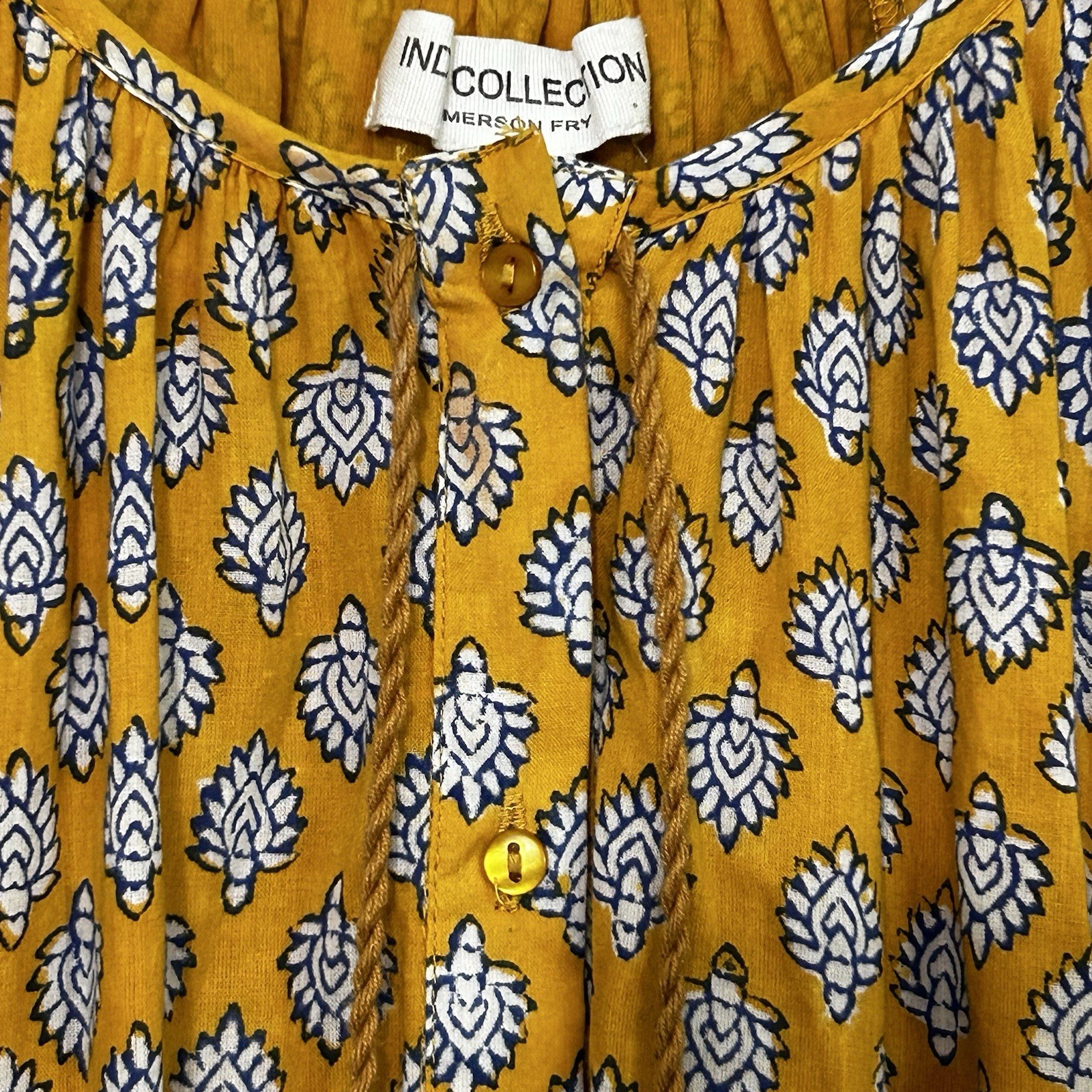 Emerson Fry Small Clemence Dress India Collection Tiered Yellow Boho Beach