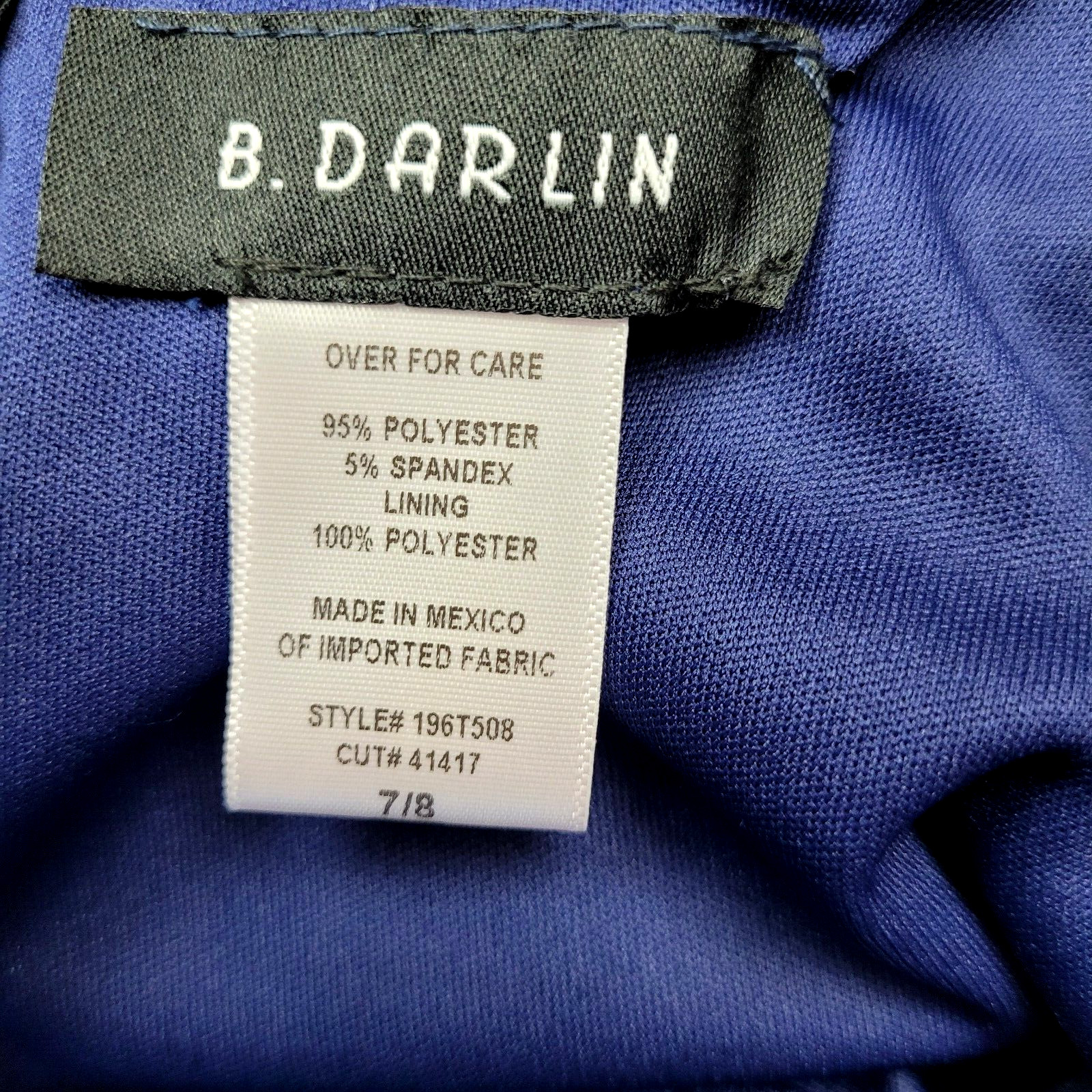 B. Darlin Sleeveless Velvet Fit And Flare Dress Junior’s Sz 7 / 8 Navy Blue NWT