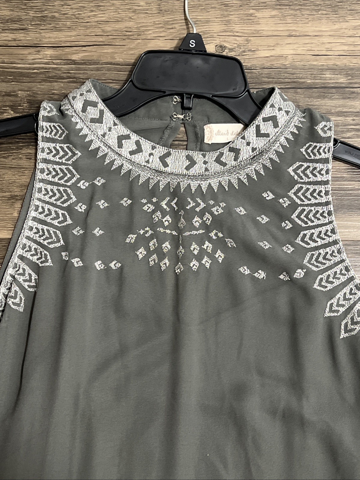 Altar’d State Gray Embroidered Sheer Sleeveless Boho Dress Sz L Castlerock NWT