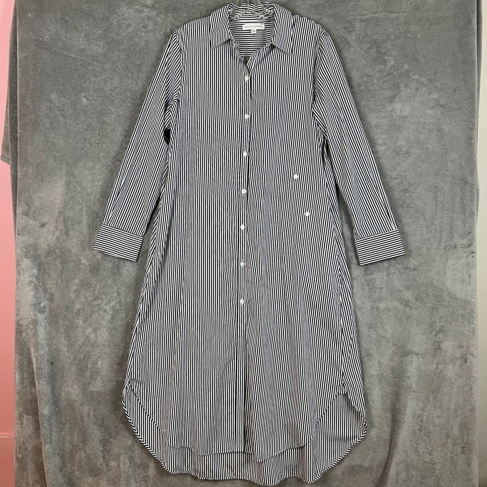 Banana Republic Maxi Shirt Dress Womens S Poplin Striped Classic Minimalist