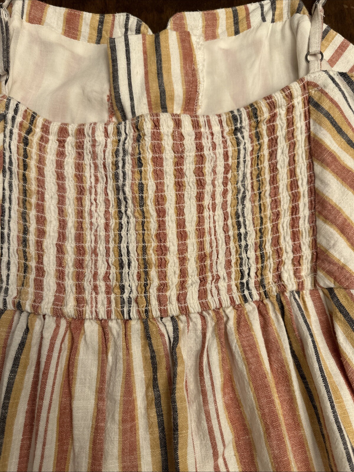 Aéropostale Cream, Tan Striped Strappy Short Dress Size XL Lace Up New Corset