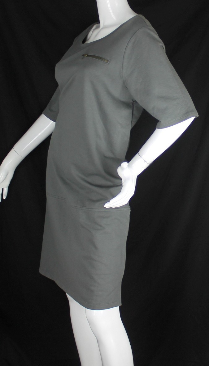 {MERONA} Dress Gray Sz. XXL Shift Short Sleeve 100% Cotton Stretch Zip