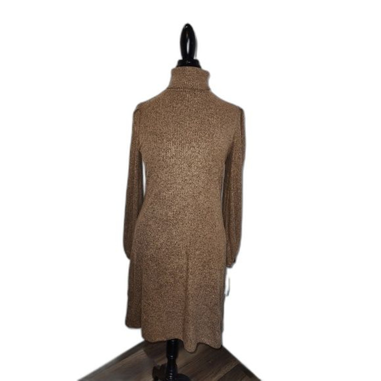 Women’s Ophelia Roe Long Sleeve Turtleneck Sweater Dress Brown Small