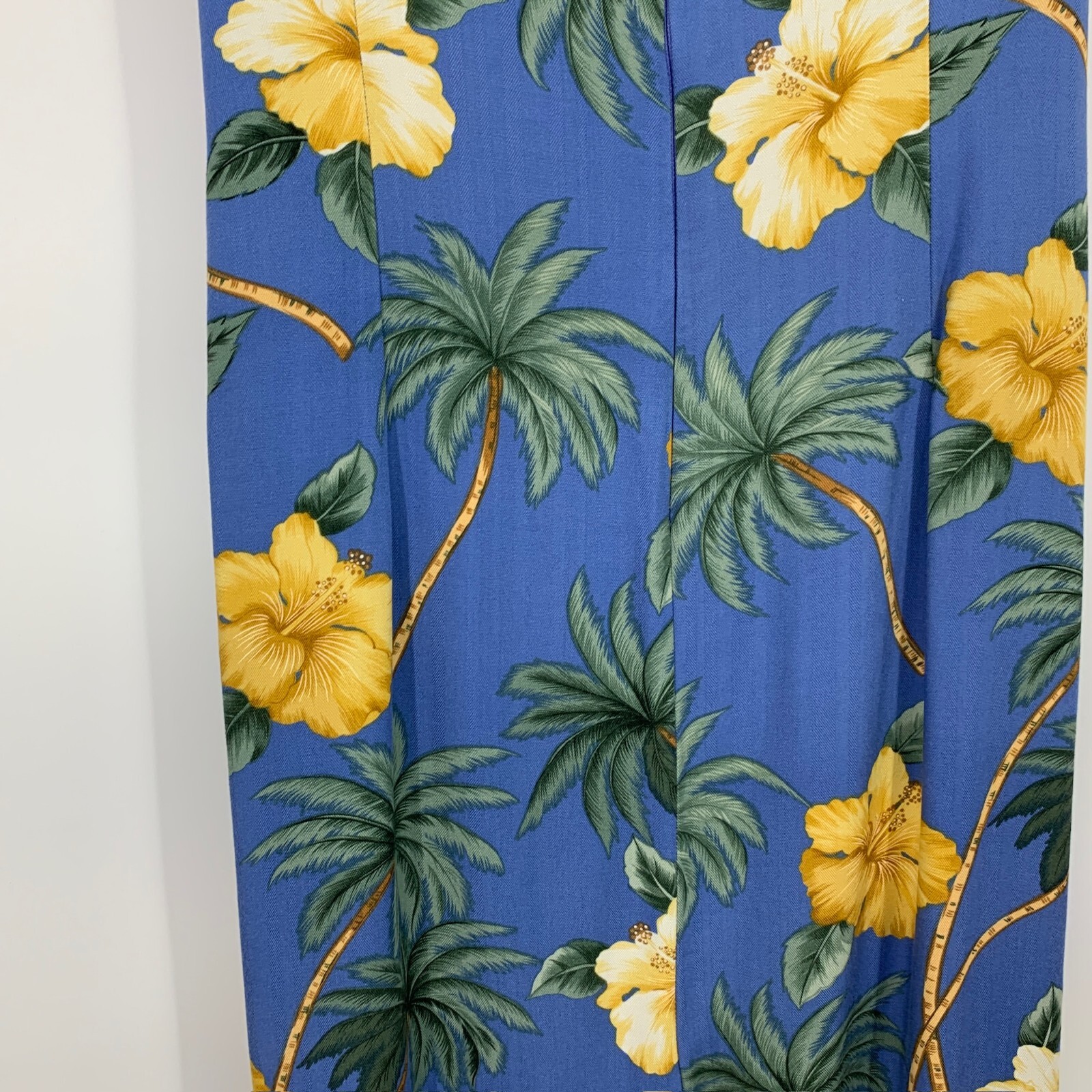 Caribbean Joe Dress Womens Size Large Blue Floral Midi Tie Waist Wrap Sleeveless