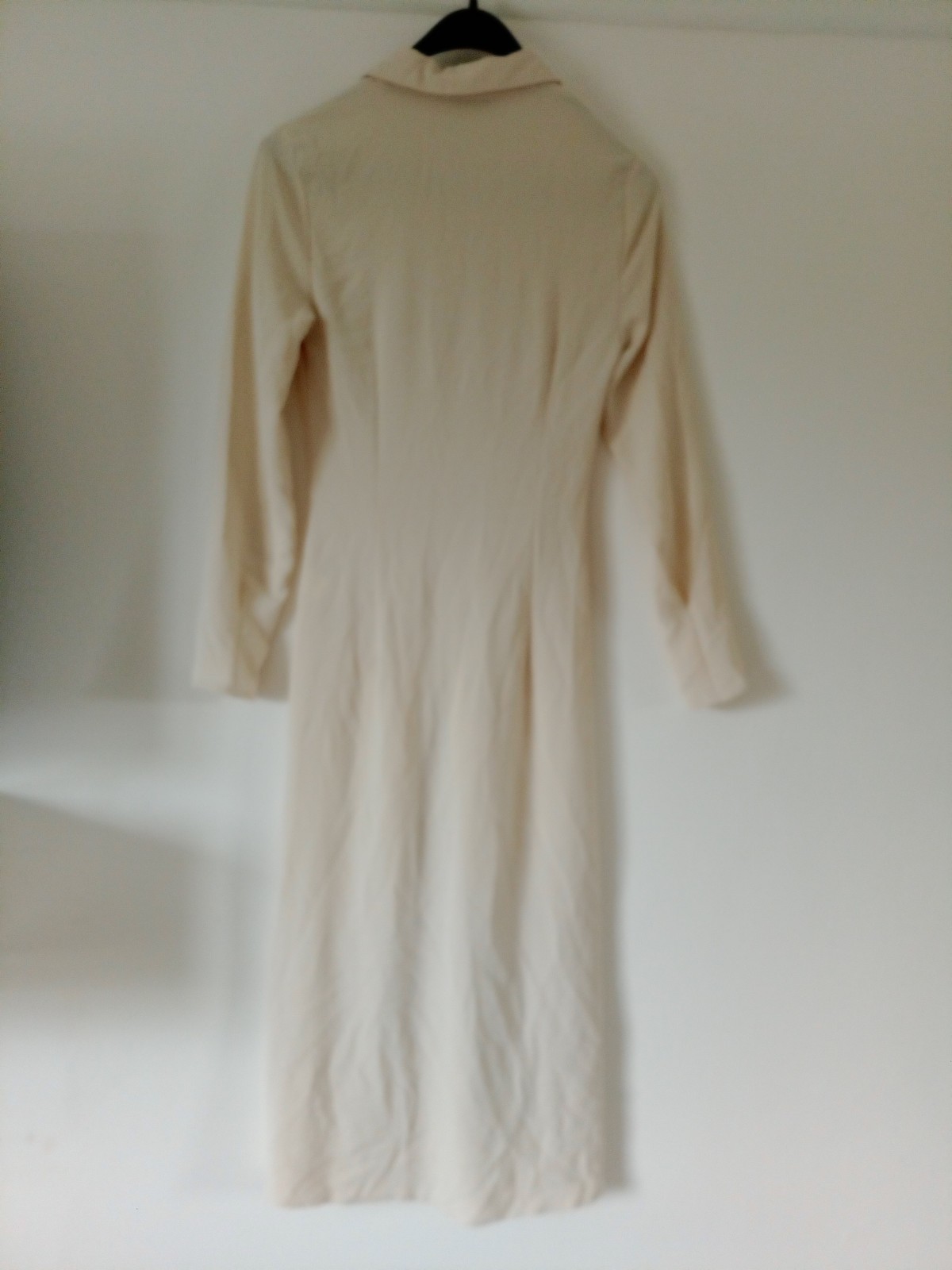 Stradivarius Cream Long Sleeve Collared Long Maxi Buttoned Shift Dress Size S