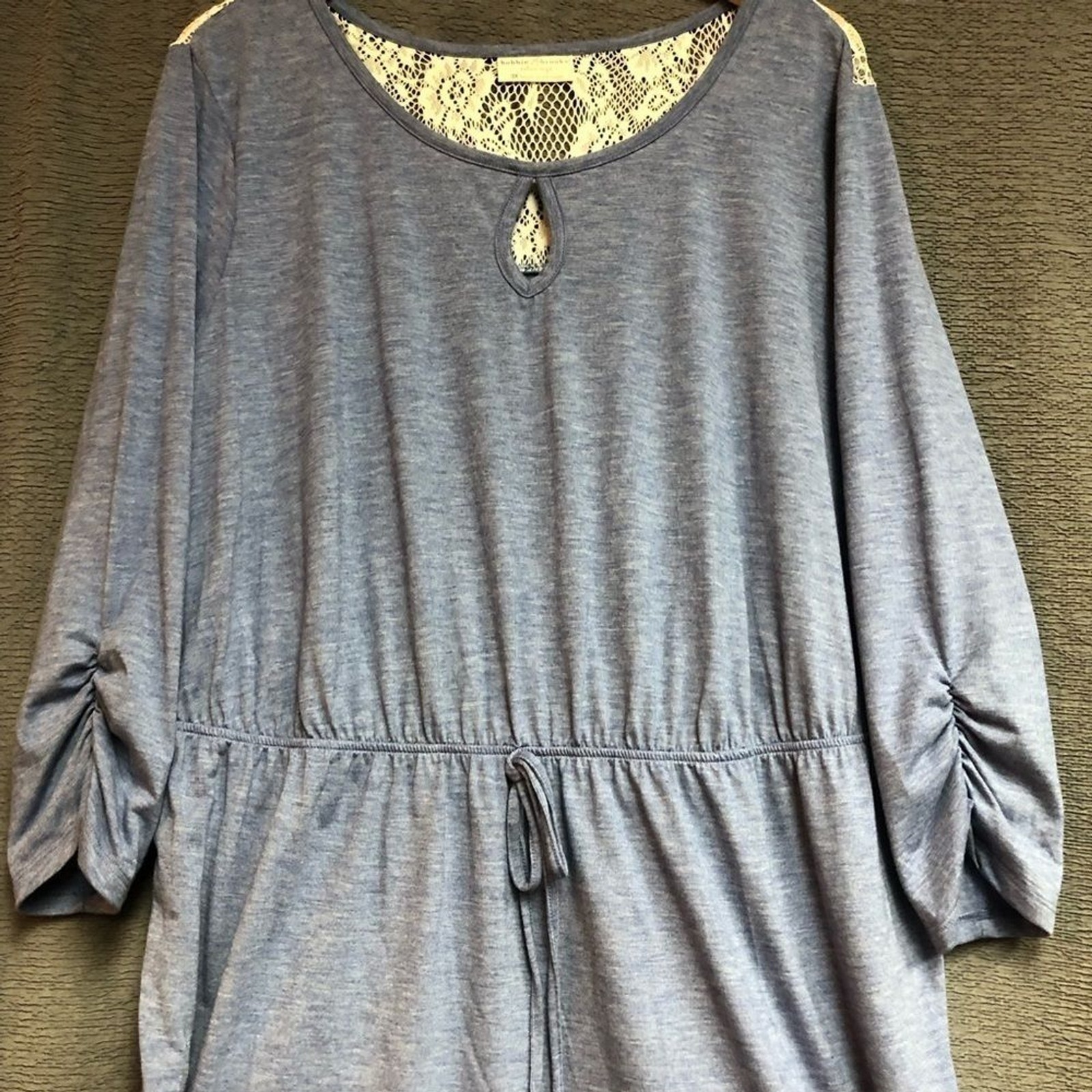 Bobbie Brooks 3X Light heather blue dress with keyhole, front and lace on back