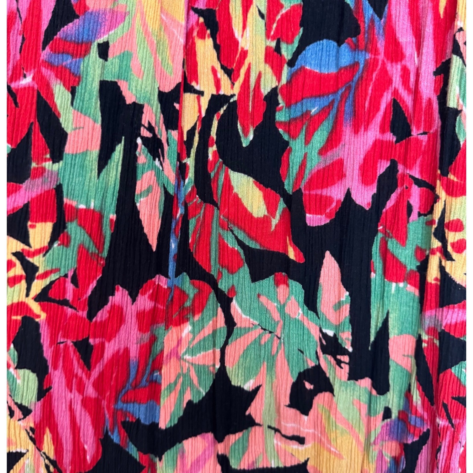 Metrostyle Tropical Print Maxi Dress Beach Resort Smocked Waist Rayon Boho Large