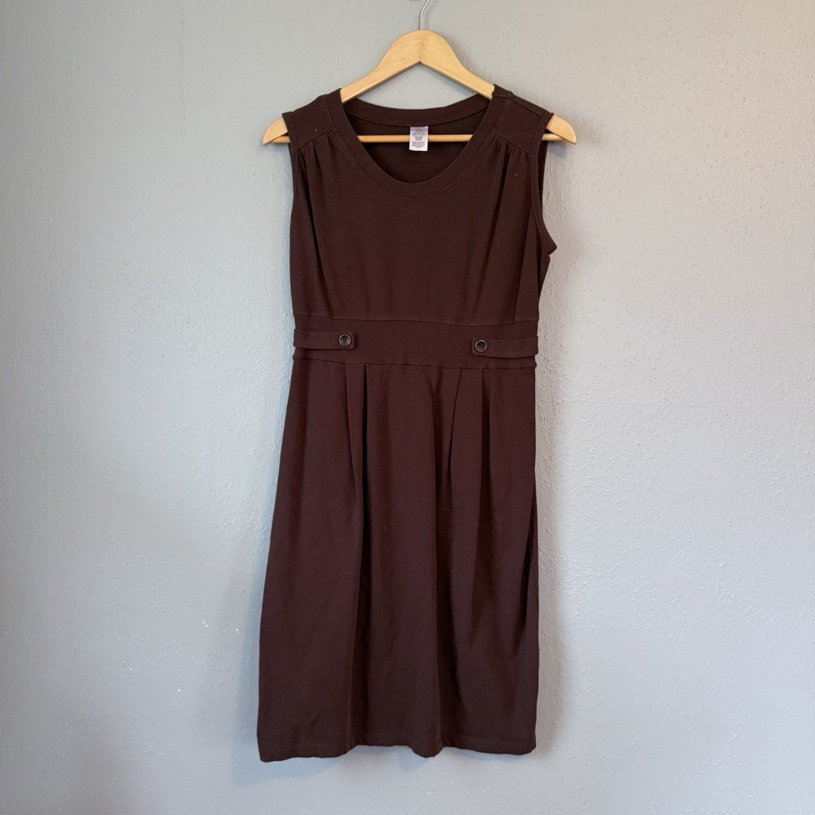 Womens Sleeveless Brown Dress Size M Lightweight Casual 100% Cotton High Waist