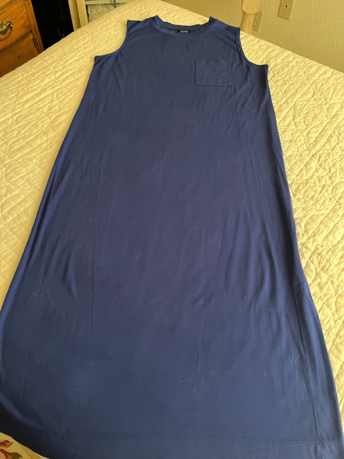 Jones NY XL Sapphire High Round Neck Sleeveless Pullover Viscose Knit Dress NEW