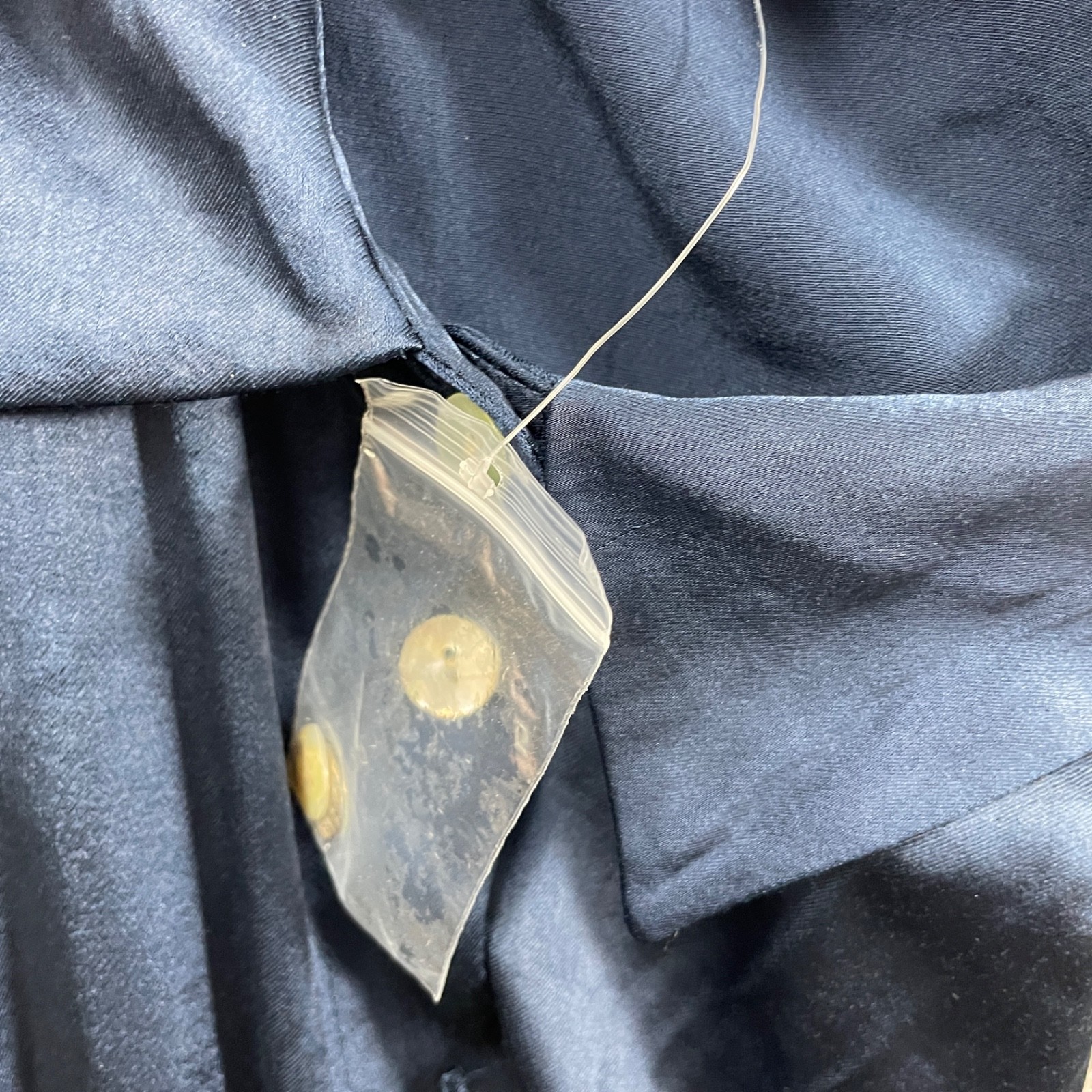 Madewell 10 Navy Long Derss Full Pearl Button Front Satin Polyester Blend