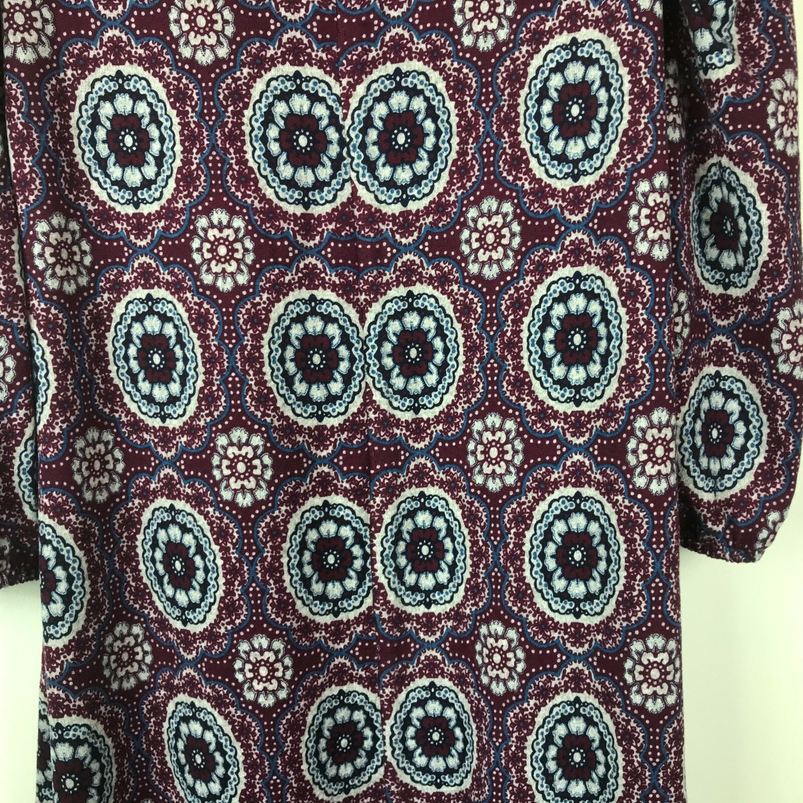 NY Collection Womens Plus Petite 3XP Wine Floral 3/4 Puff Sleeve Dress NWT AM31